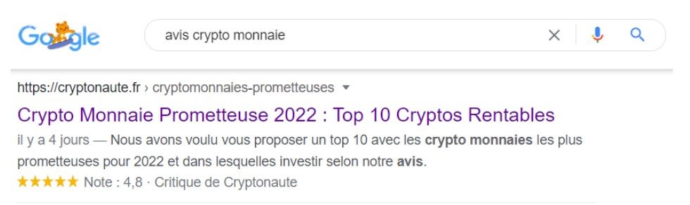 recherche google avis crypto monnaie