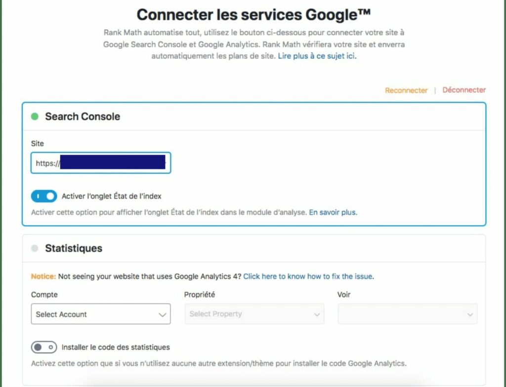 statistiques google rank math