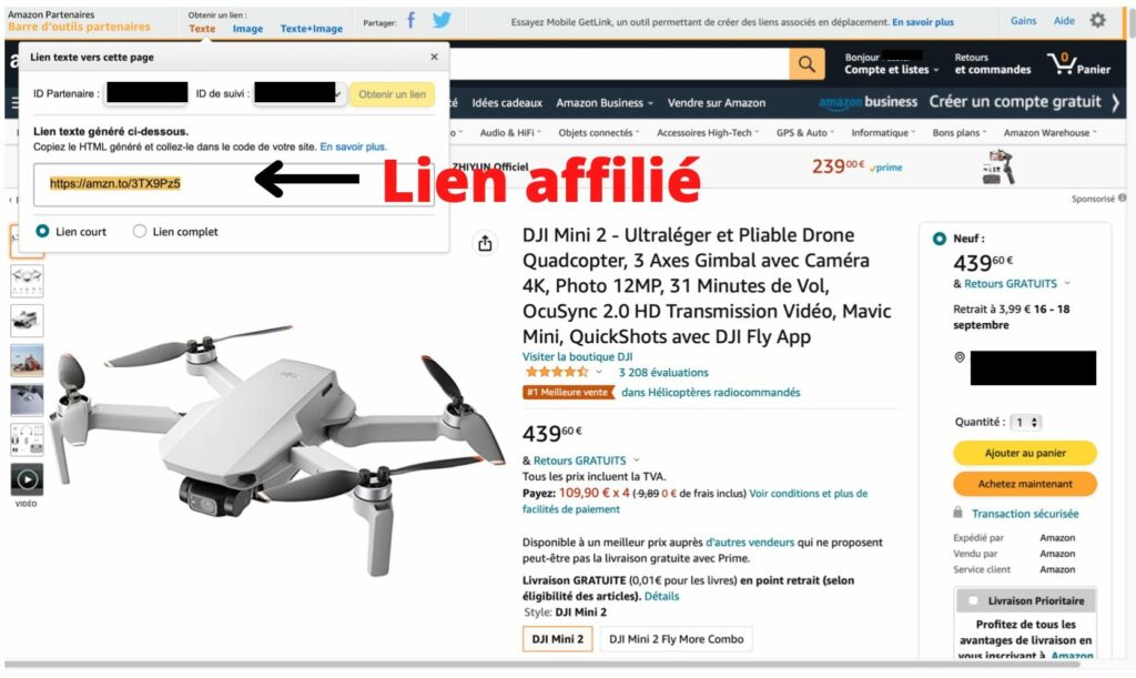 creation lien affilie amazon