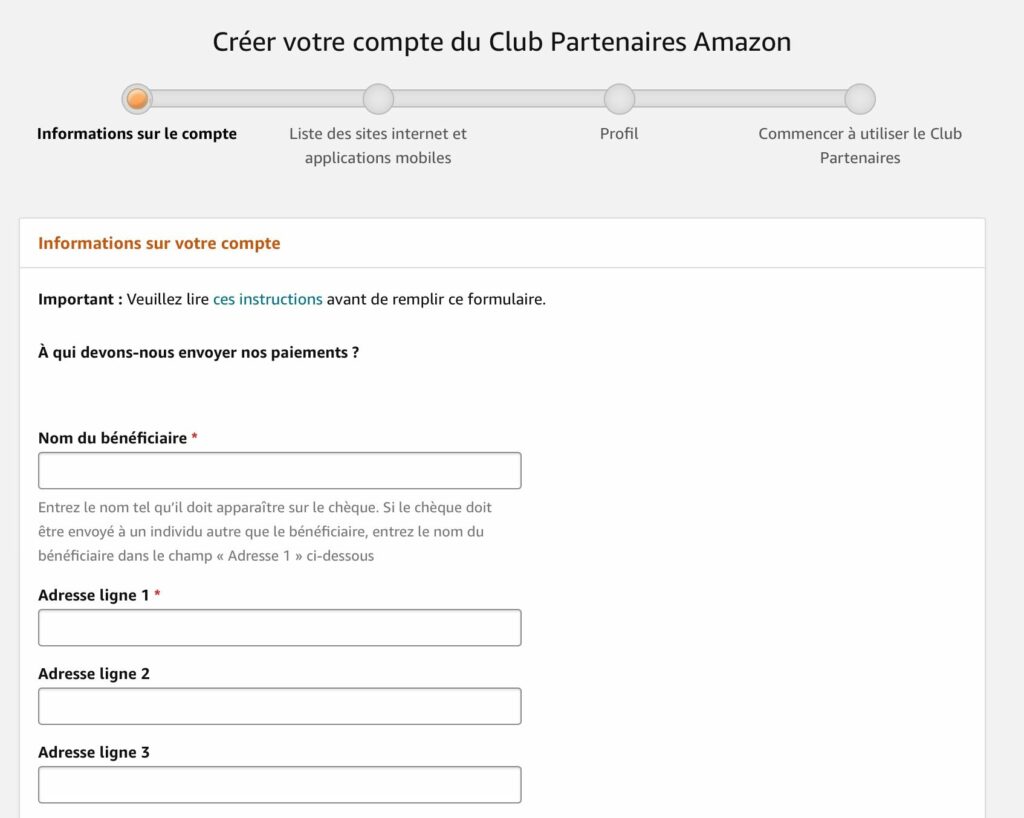 formulaires amazon partenaires