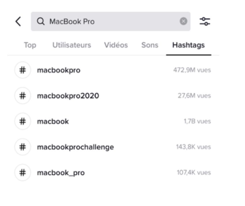 recherche hashtag tiktok