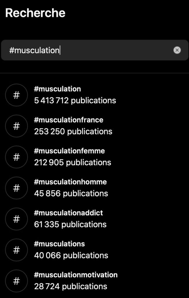 recherche hashtags instagram