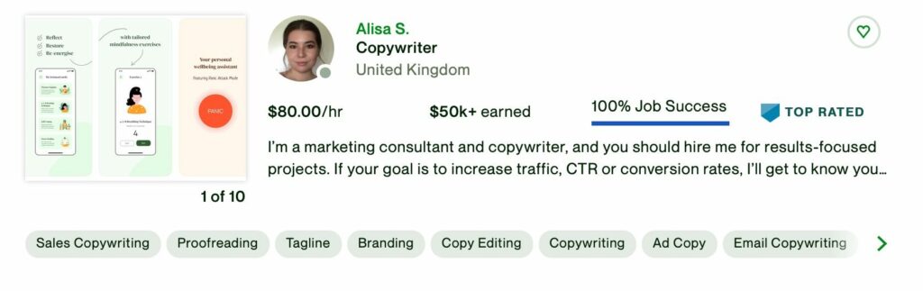 freelance copywriter upwork