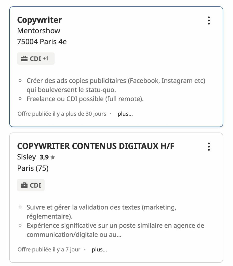 offre emploi copywriter