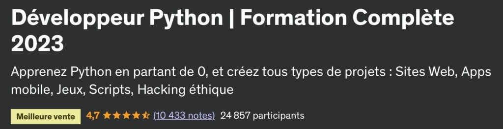 formation developpeur python udemy