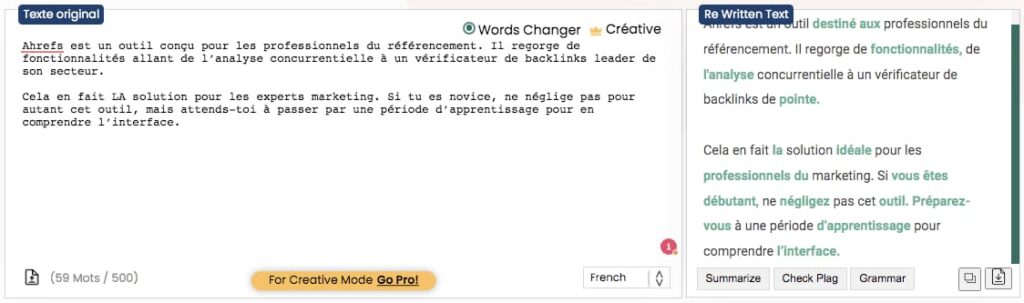 reformulateur de texte paraphraser io