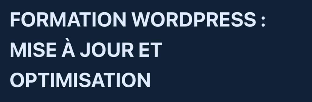 wordpress optimisation et mise a jour morpheus formation