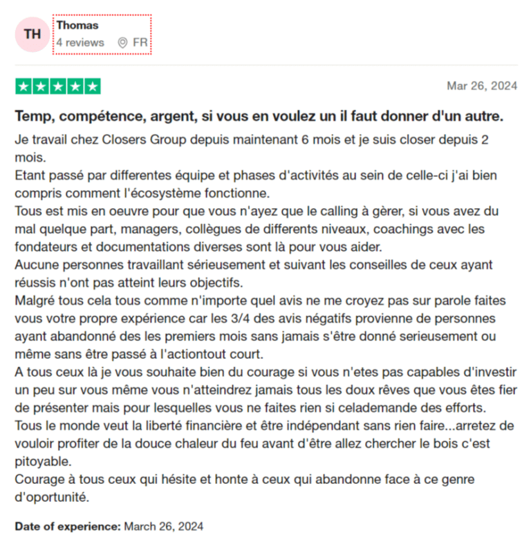 Avis Closers Group La Meilleure Formation Closing En 2025