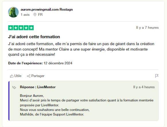 avis 1 trustpilot livementor