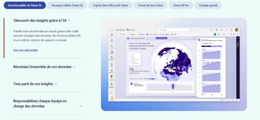 interface microsoft power bi