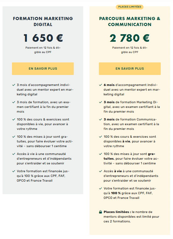 livementor marketing digital tarifs