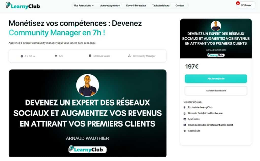 interface formation community manager de learnyclub