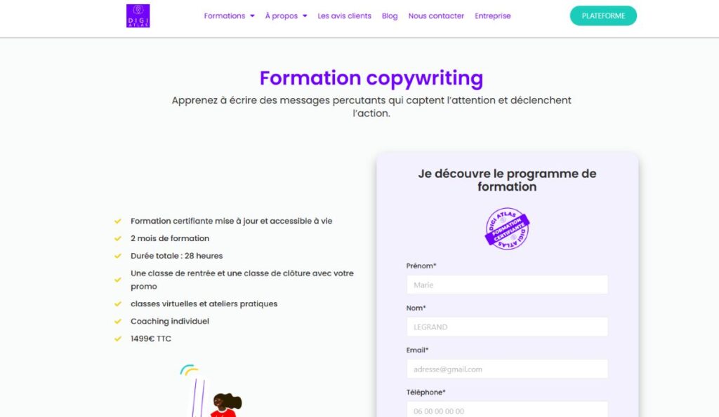 interface formation copywriting de digiatlas