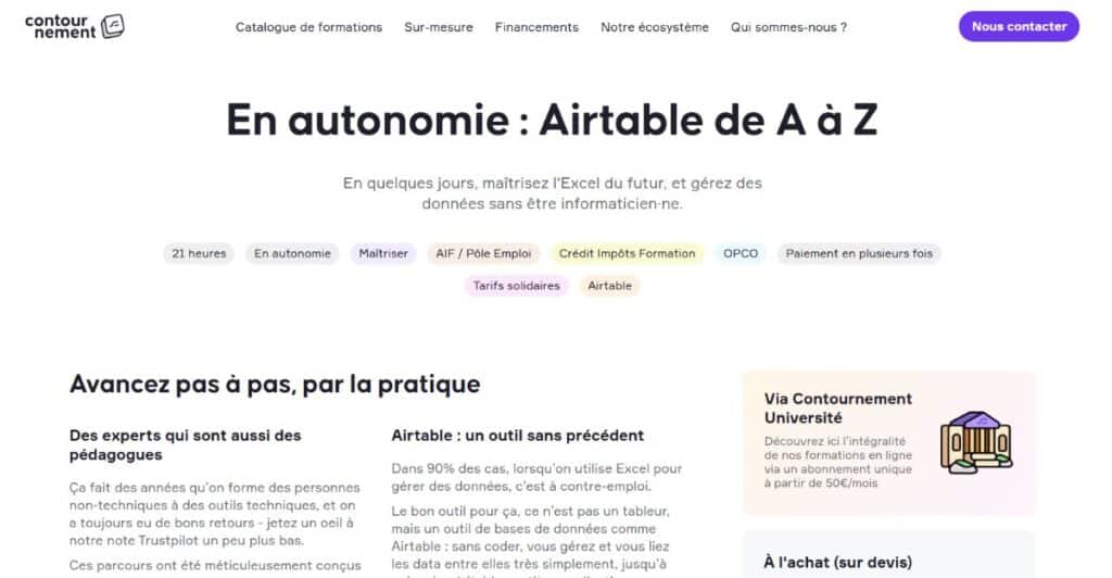 interface formation en autonomie airtable de a a z
