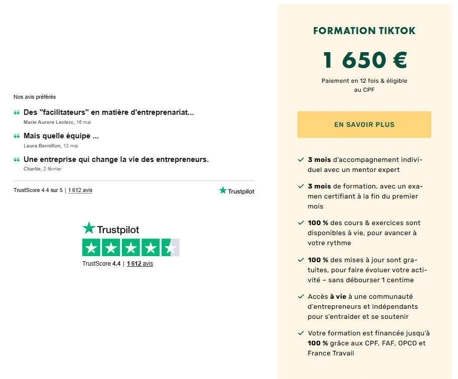 livementor tarif tiktok