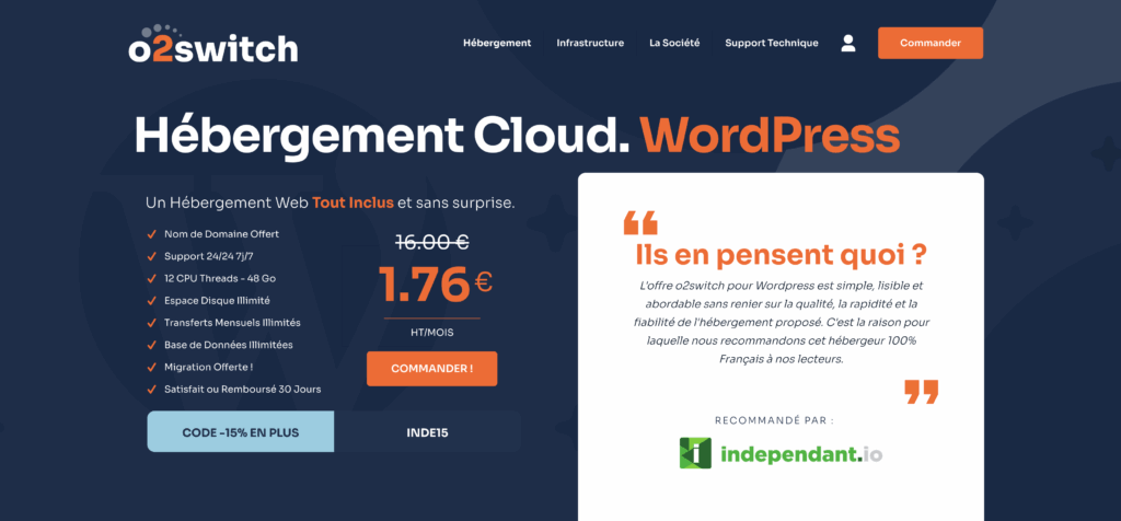 o2switch hebergement wordpress