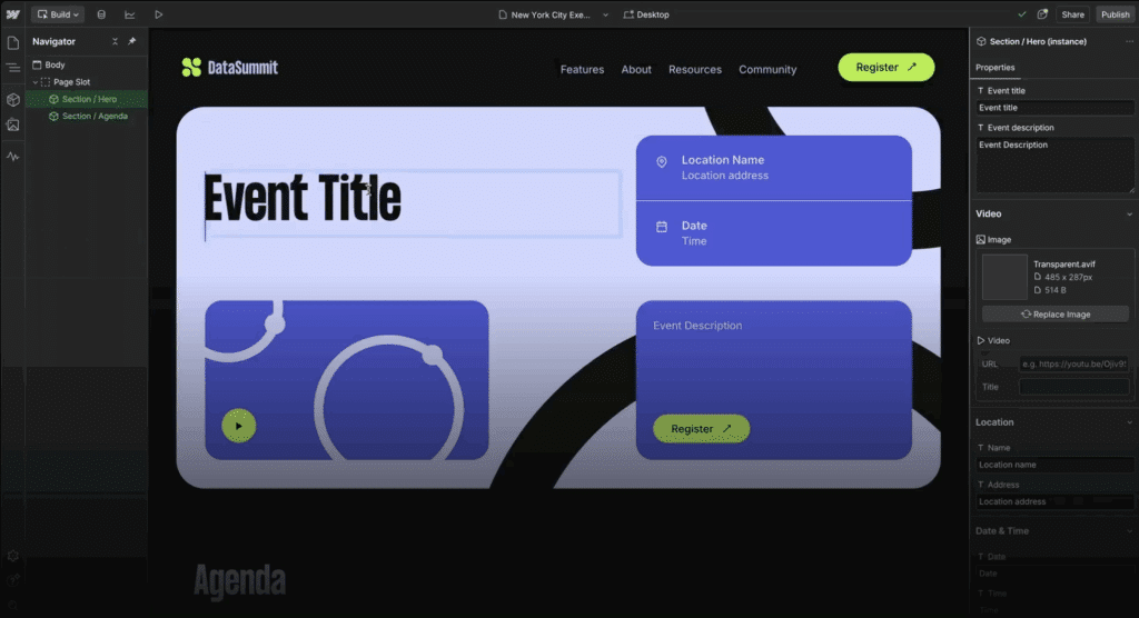 page building webflow