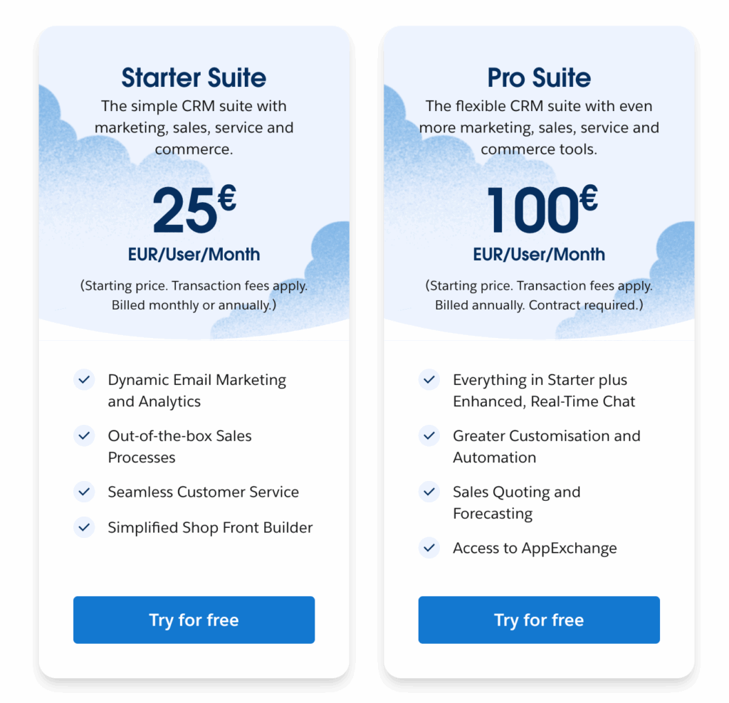 salesforce starter suite tarifs