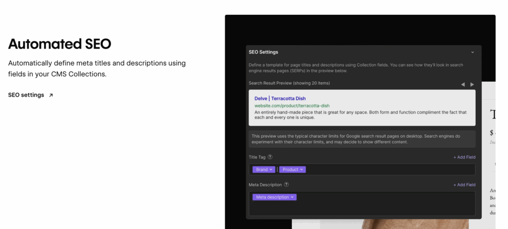 seo reglage webflow