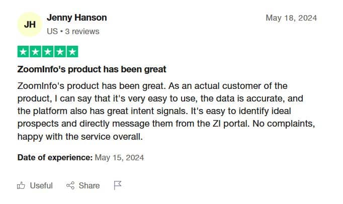 avis 1 trustpilot zoominfo