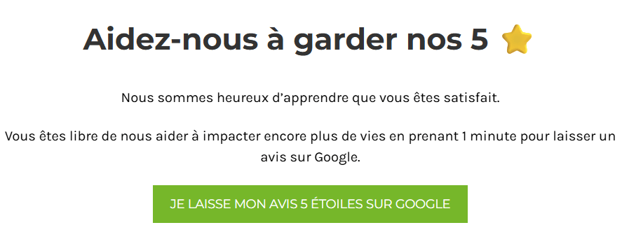 page avis 5 etoiles